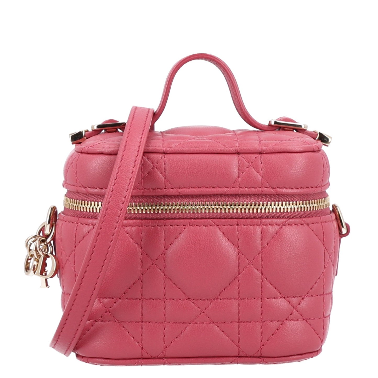 Lambskin Cannage Micro Vanity Case Strawberry Pink