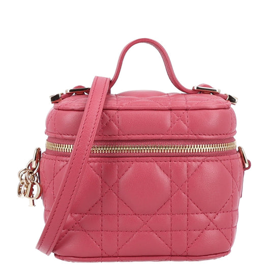 Lambskin Cannage Micro Vanity Case Strawberry Pink
