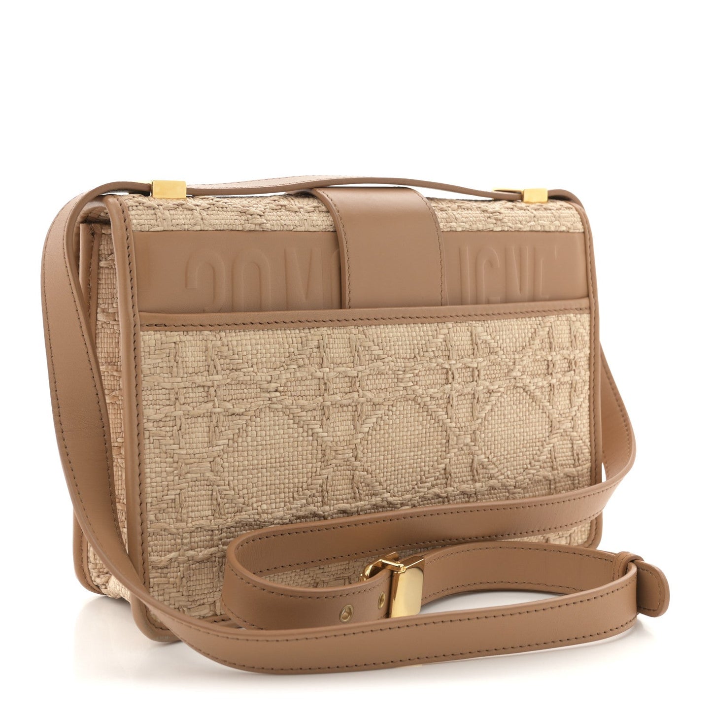 Raffia Calfskin 30 Montaigne Flap Bag Beige