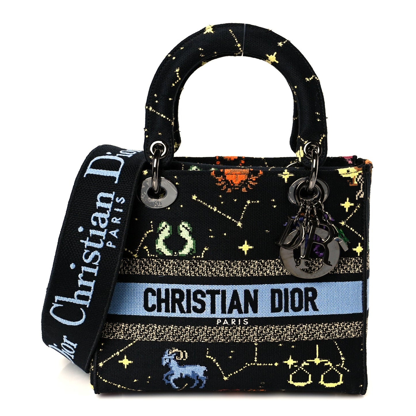 Canvas Pixel Zodiac Embroidered Medium Lady D-Lite Nero Multicolor