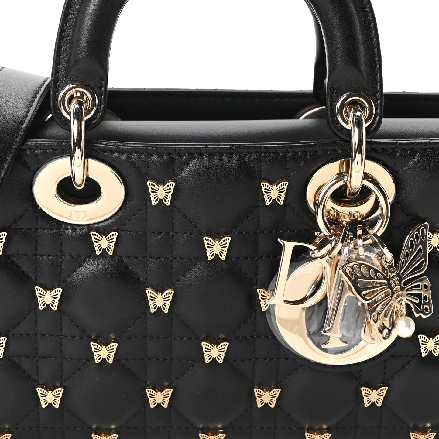 Lambskin Butterfly Cannage Lady D-Joy Black
