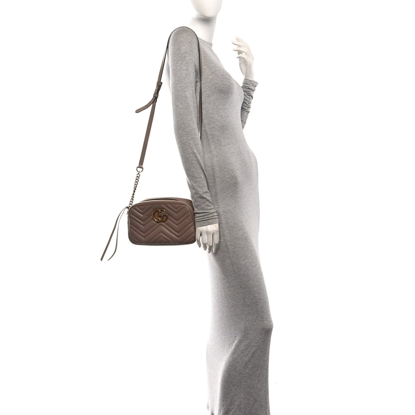 Calfskin Matelasse Small GG Marmont Chain Shoulder Bag Porcelain Rose