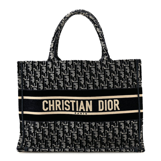 Oblique Velvet Medium Book Tote Blue Multicolor