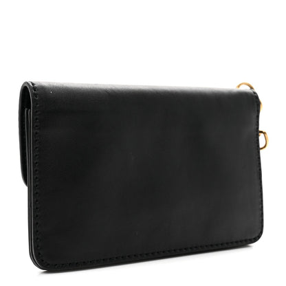 Calfskin Dioraddict Wristlet Clutch Black