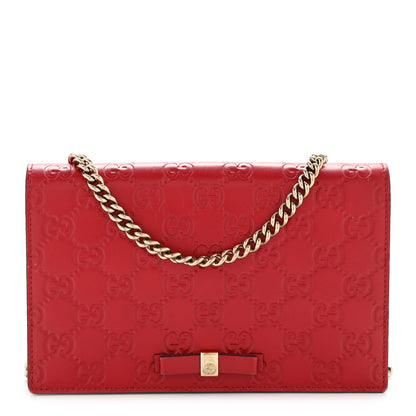 Guccissima Signature Bowy Chain Wallet Hibiscus Red