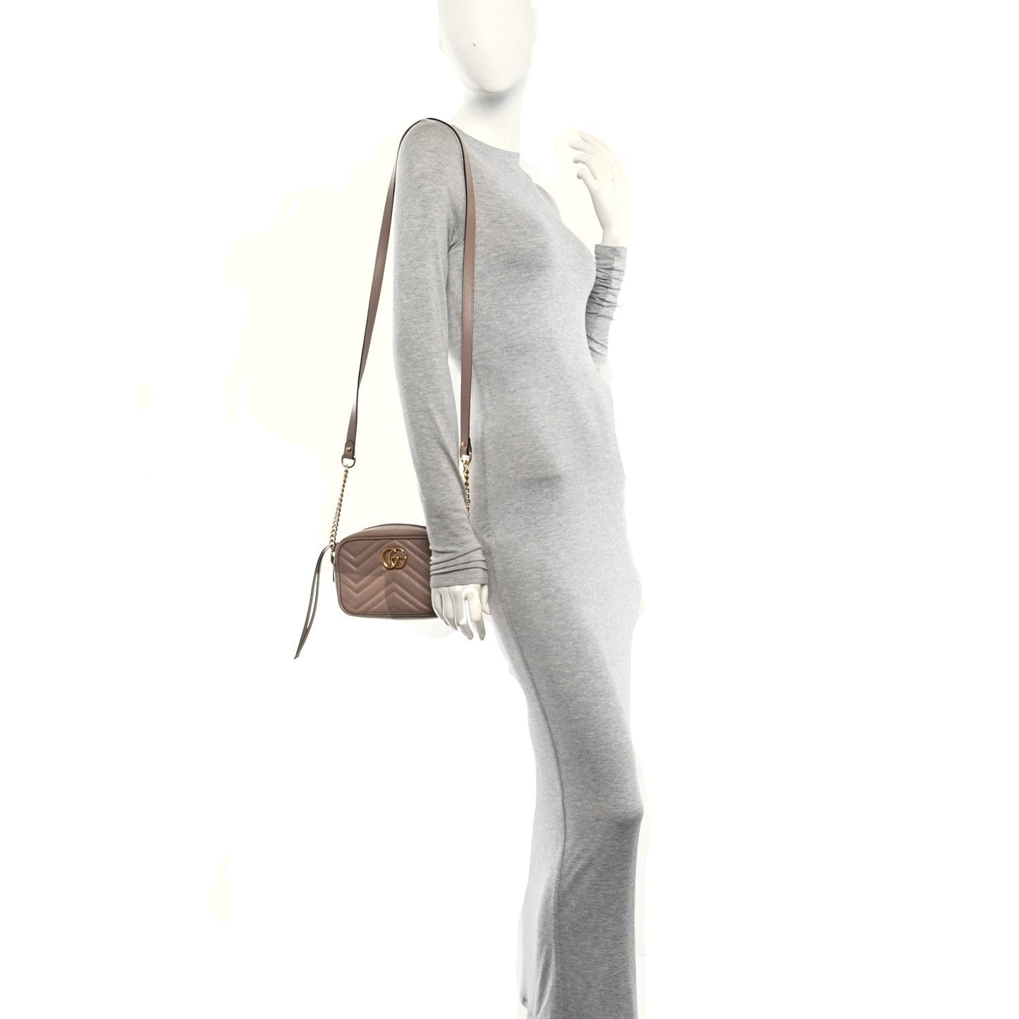 Calfskin Matelasse Mini GG Marmont Chain Shoulder Bag Porcelain Rose