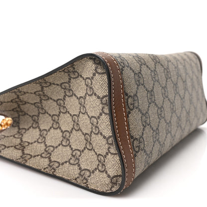 GG Supreme Monogram Calfskin Small Padlock Tote Beige Ebony Tuscany