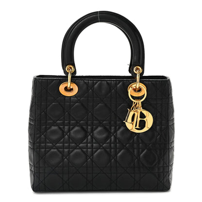 Lambskin Cannage Medium Lady Dior Black