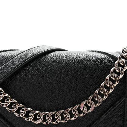 Grained Calfskin Medium Diorama Flap Bag Black