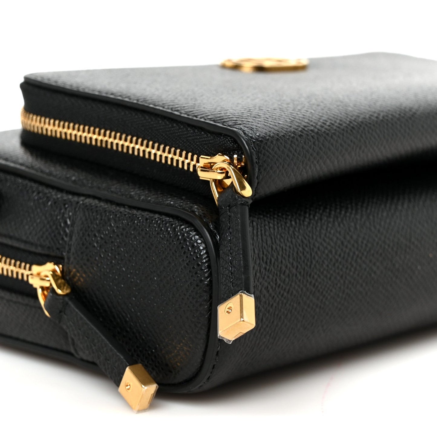 Grained Calfskin Caro Double Pouch Black