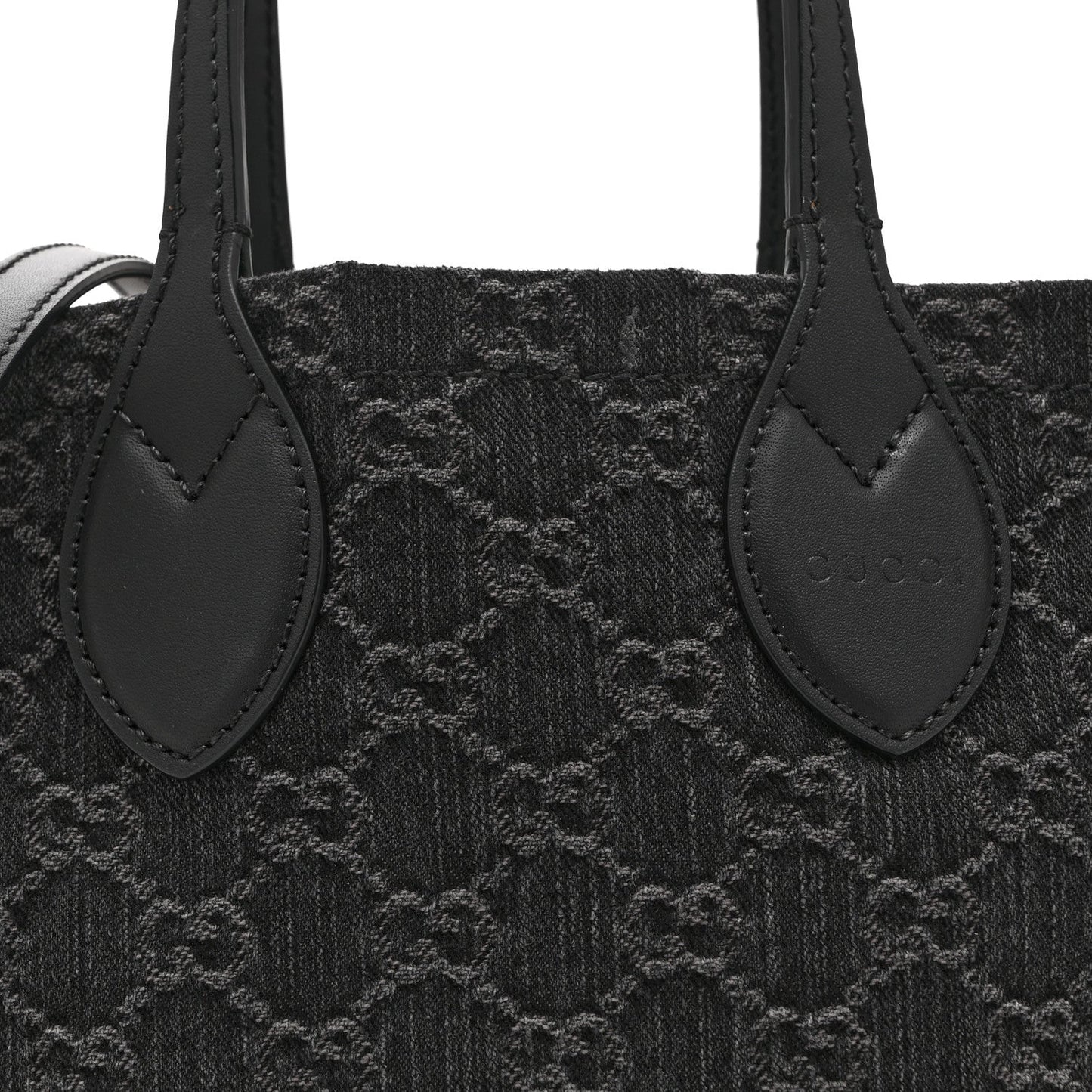Denim Ophidia GG Monogram Tote Medium Black Grey