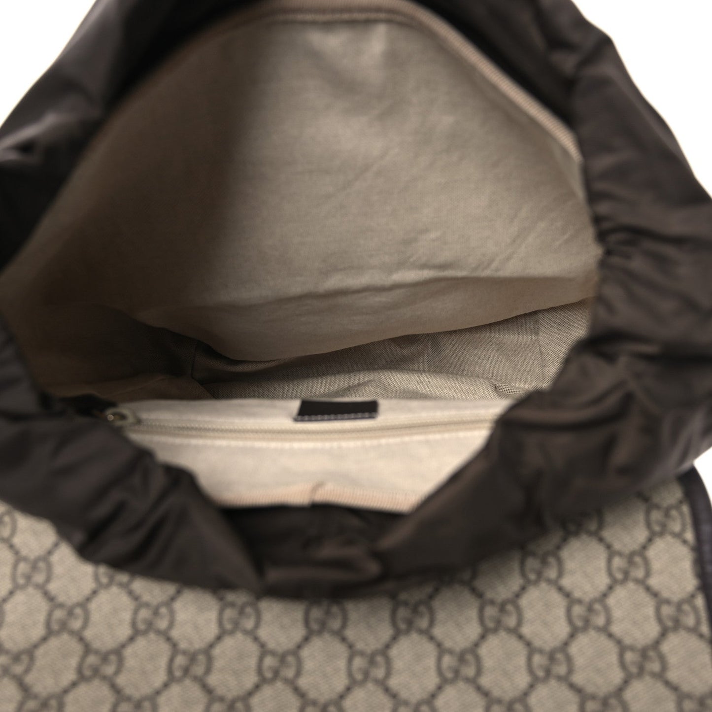 GG Supreme Monogram Medium Single Buckle Rucksack Backpack Beige Ebony Brown