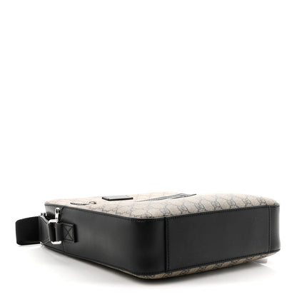 GG Supreme Monogram Flat Messenger Bag Beige Black New Acero
