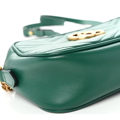Calfskin Matelasse Small GG Marmont Chain Shoulder Bag Emerald Green