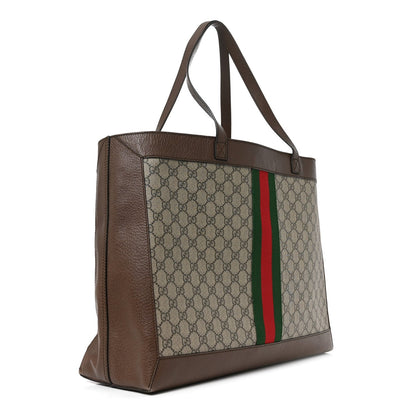 GG Supreme Monogram Web Ophidia Tote Brown