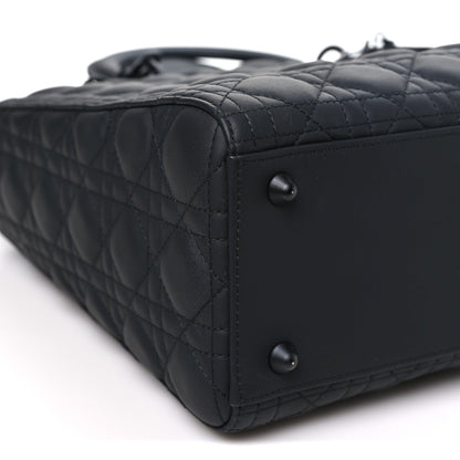 Ultra Matte Calfskin Cannage Large Lady Dior Black