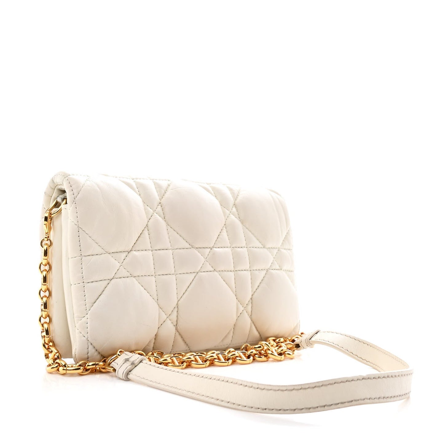 Calfskin Macrocannage Mini Caro Bag White