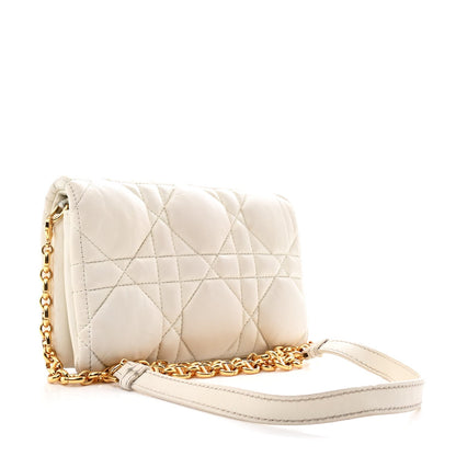 Calfskin Macrocannage Mini Caro Bag White