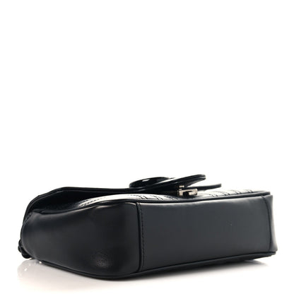 Calfskin Matelasse Monochrome Mini GG Marmont Shoulder Bag Black