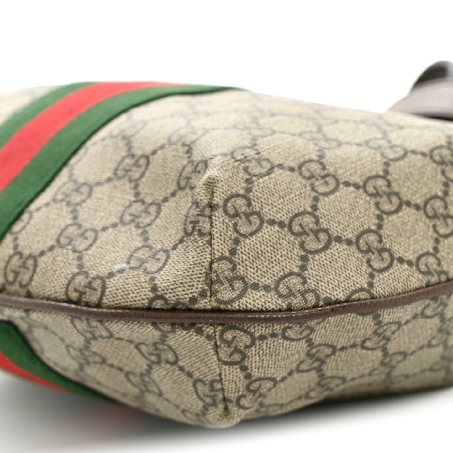 GG Supreme Monogram Web Small Ophidia Half Moon Hobo Brown
