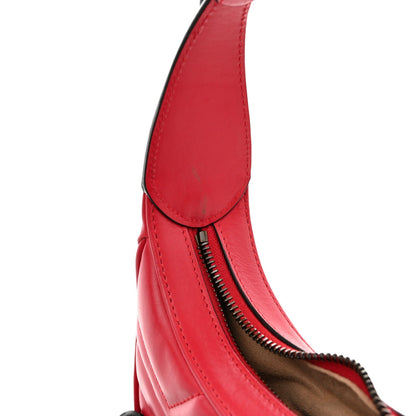 Calfskin Matelasse Chevron Mini GG Marmont Half Moon Hobo Rosso