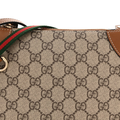 GG Supreme Monogram Textured Calfskin Small Emblem Shoulder Bag Beige Dark Brown