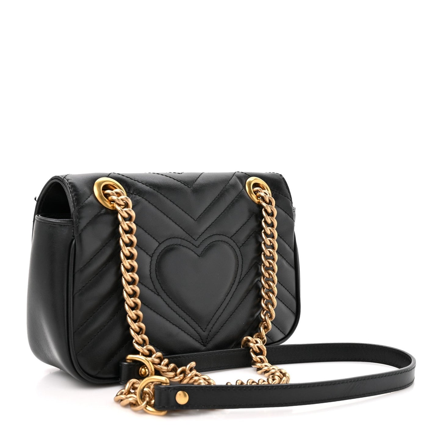 Calfskin Matelasse Mini GG Marmont Shoulder Bag Black