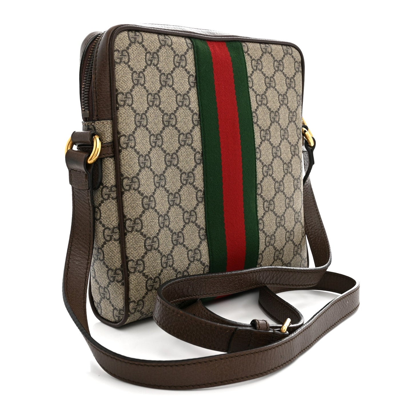 GG Supreme Monogram Web Small Ophidia Messenger Bag Brown