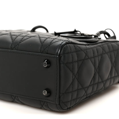 Ultra Matte Calfskin Cannage Mini Lady Dior Black