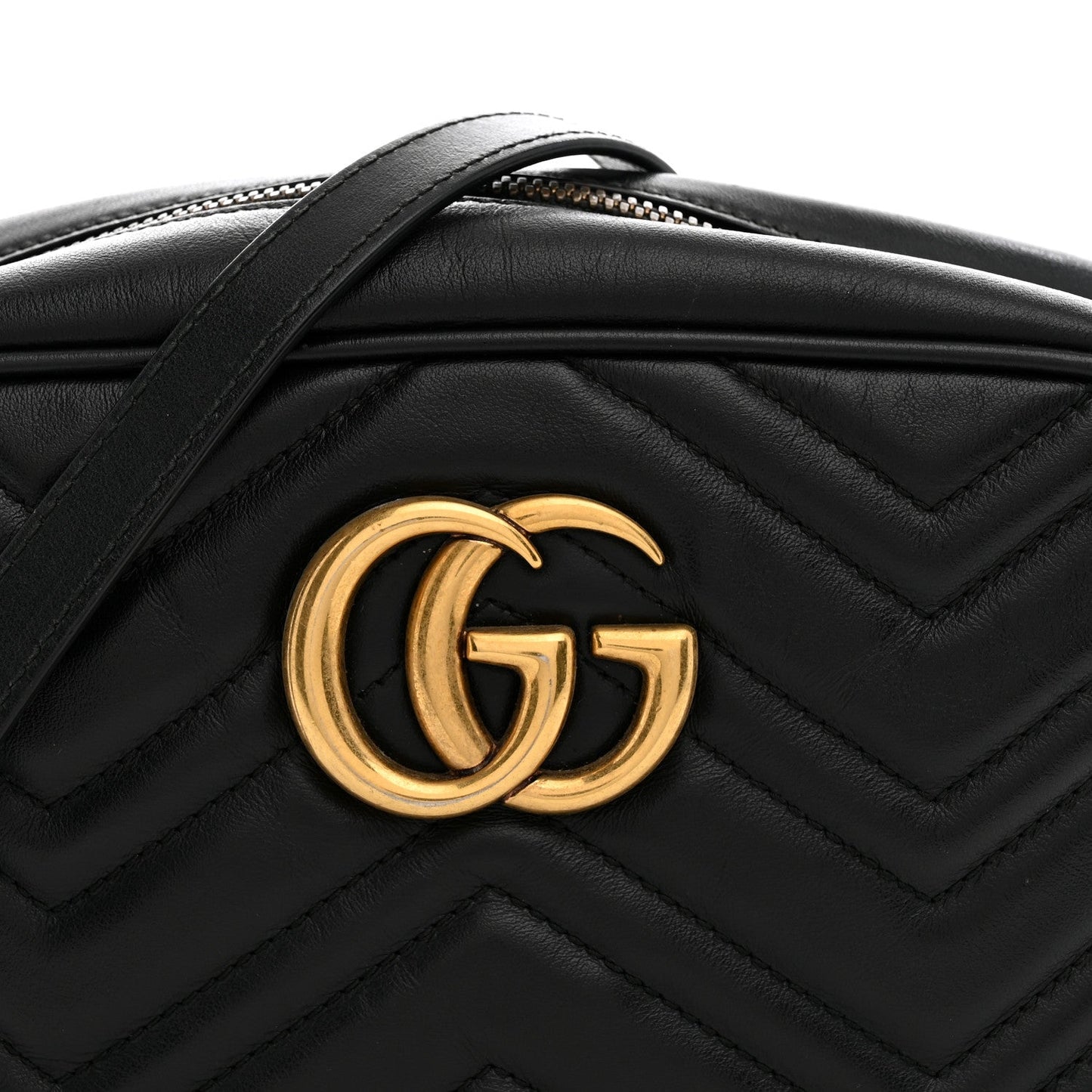 Calfskin Matelasse Small GG Marmont Chain Shoulder Bag Black