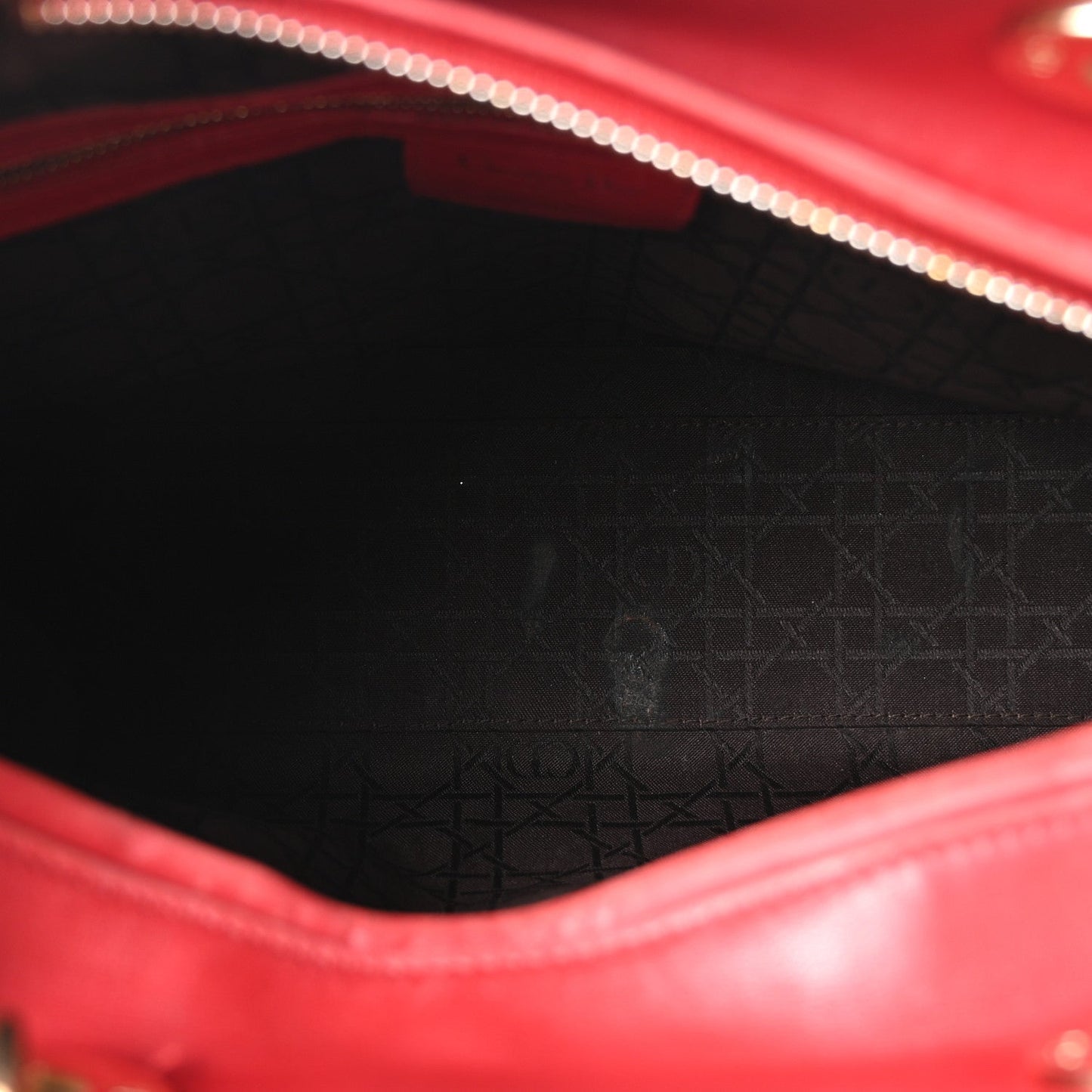 Lambskin Cannage Large Lady Dior Red