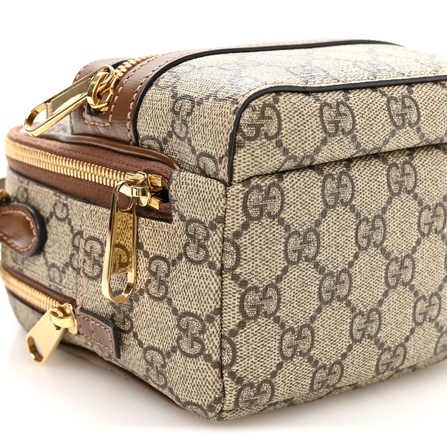 GG Supreme Monogram Azalea Calfskin Retro Interlocking G Multi-Function Bag Beige Ebony Brown Sugar