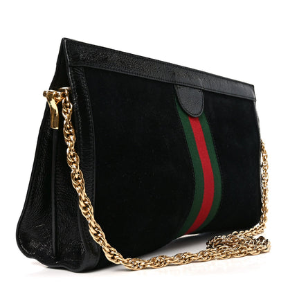 Suede Patent GG Web Medium Ophidia Chain Shoulder Bag Black