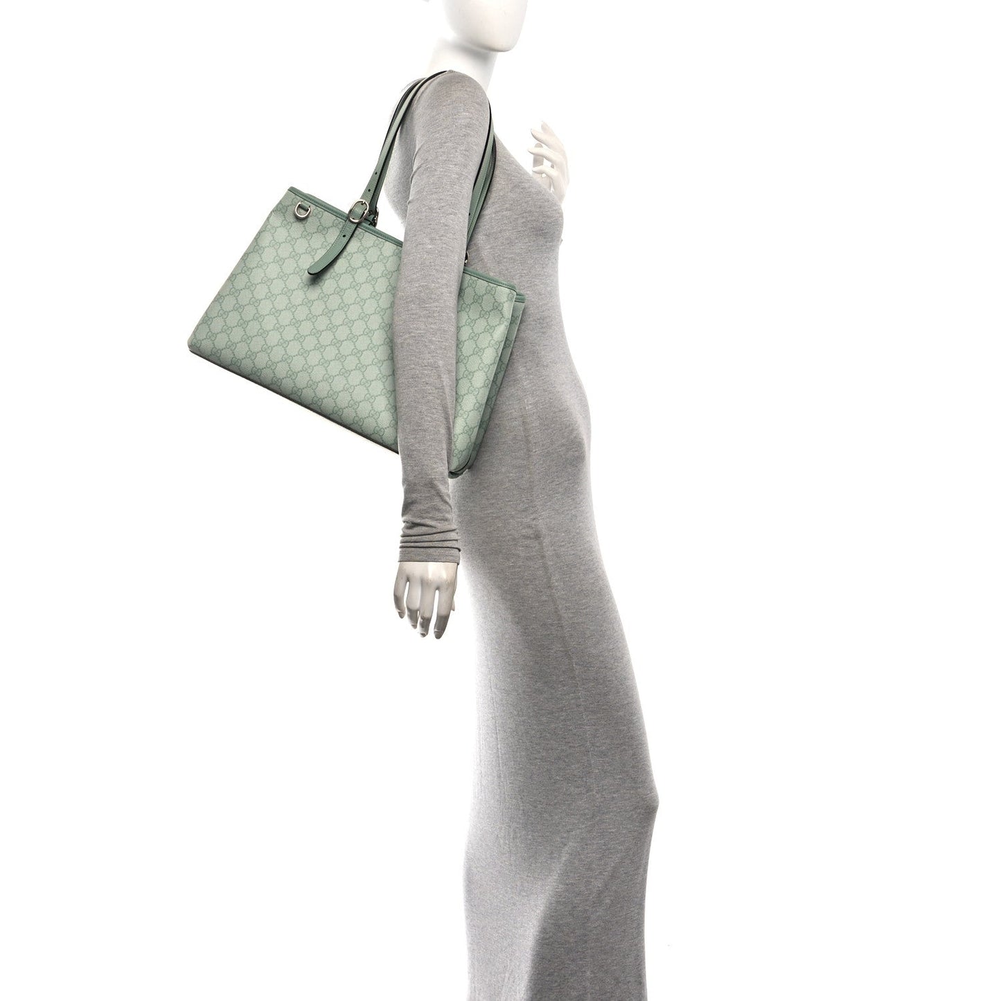 GG Supreme Monogram Emblem Large Tote Bag Sage Green