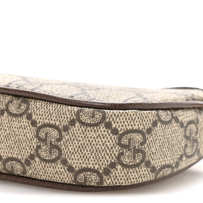 GG Supreme Monogram Textured Dollar Calfskin Mini Ophidia Chain Bag Beige Ebony