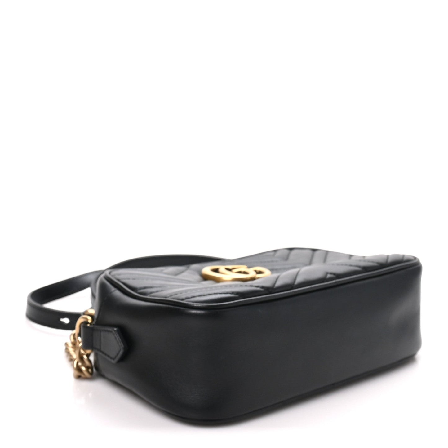 Calfskin Matelasse Small GG Marmont Chain Shoulder Bag Black