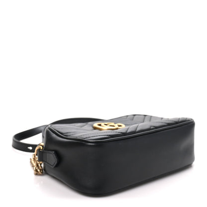 Calfskin Matelasse Small GG Marmont Chain Shoulder Bag Black