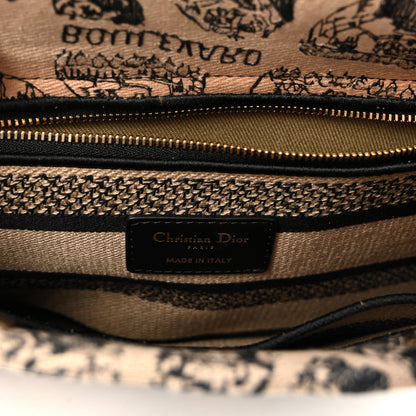 Canvas Embroidered Medium Plan de Paris Lady D-Lite Beige Black