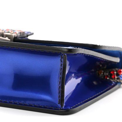 Metallic Patent Crystal Dioraddict Flap Bag Blue