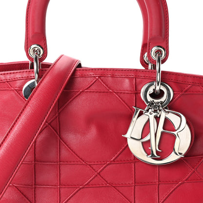 Lambskin Cannage Medium Granville Tote Red