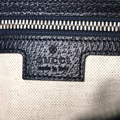 GG Supreme Monogram Textured Dollar Calfskin Web Small Ophidia Messenger Bag Beige Blue