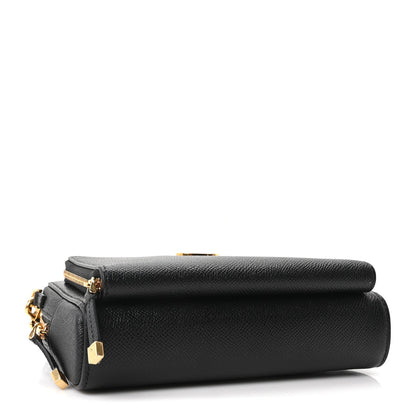 Grained Calfskin Caro Double Pouch Black