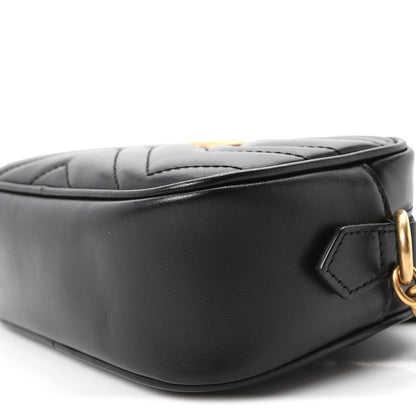 Calfskin Matelasse Mini GG Marmont Chain Shoulder Bag Black