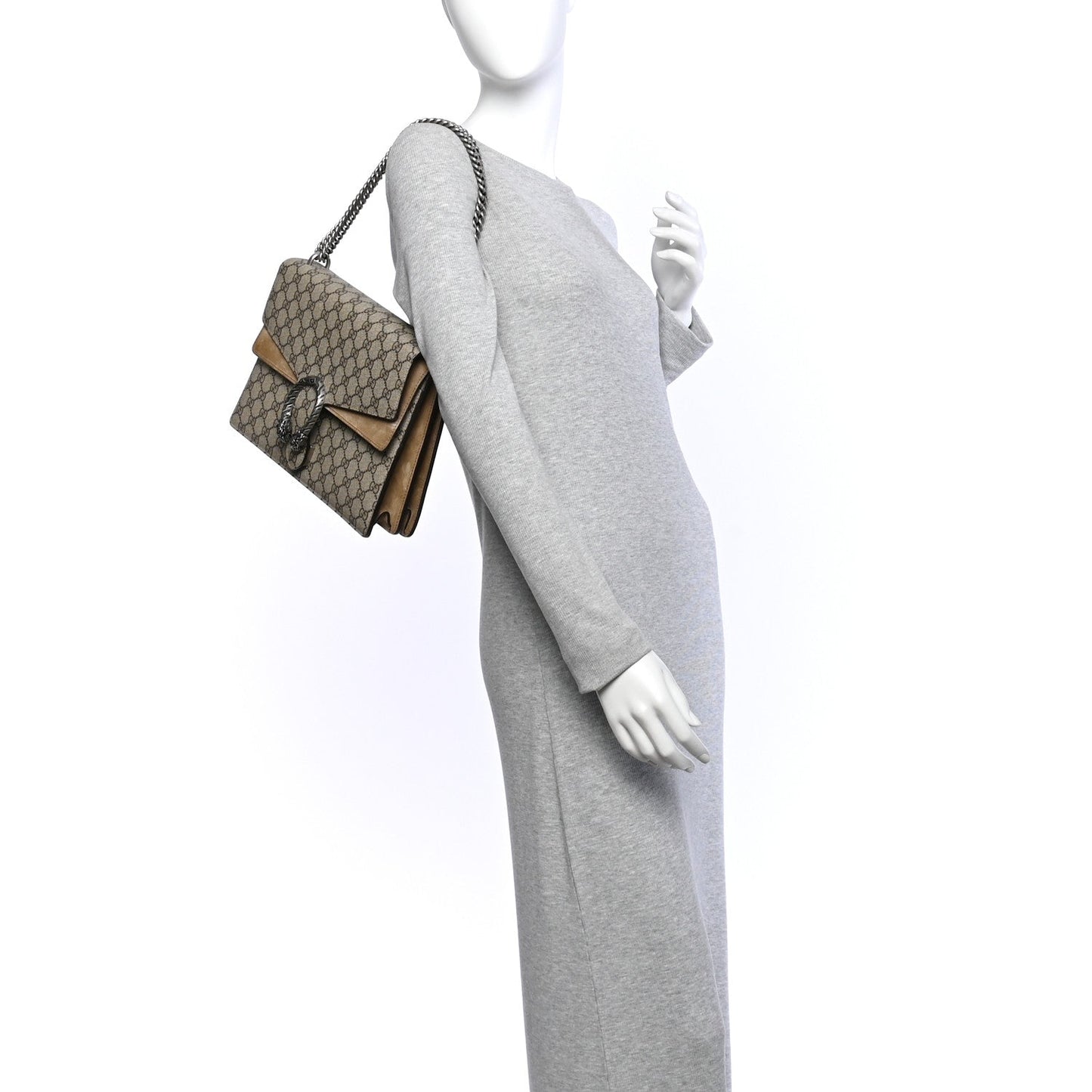 GG Supreme Monogram Medium Dionysus Shoulder Bag Taupe