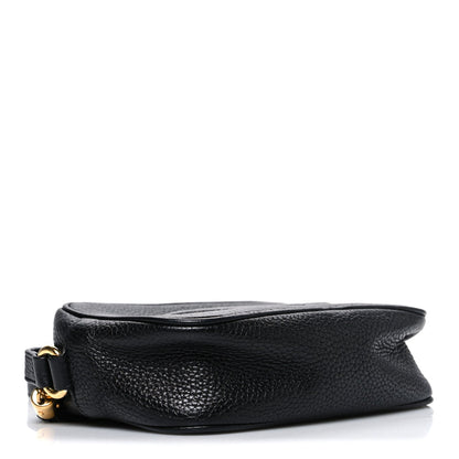 Pebbled Calfskin Small Soho Disco Bag Black