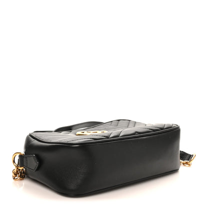 Calfskin Matelasse Small GG Marmont Chain Shoulder Bag Black