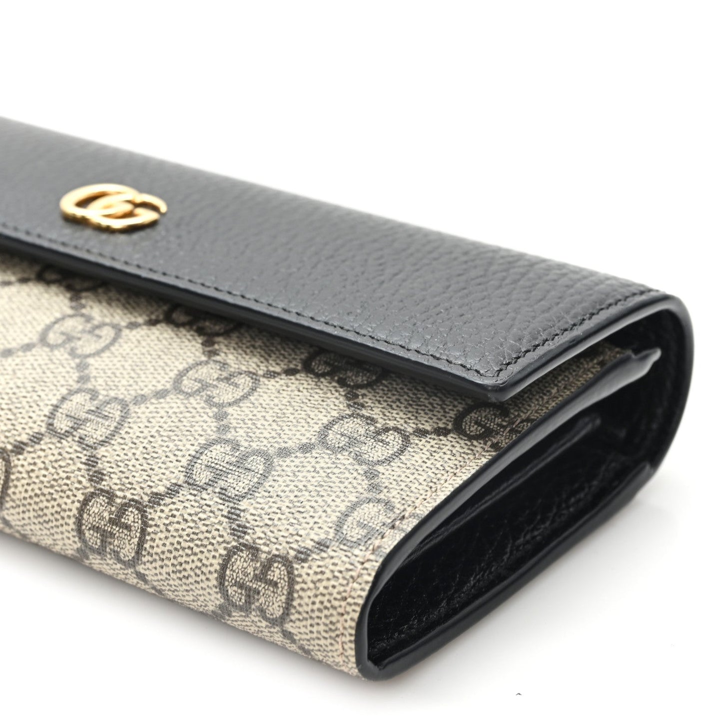 Dollar Calfskin GG Supreme Monogram Petite GG Marmont Wallet Chain Bag Black Beige Ebony