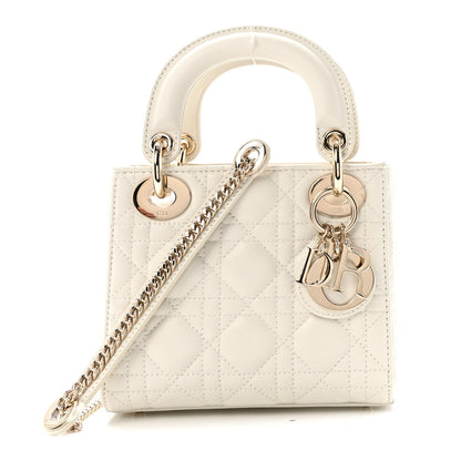 Lambskin Cannage Mini Lady Dior Latte