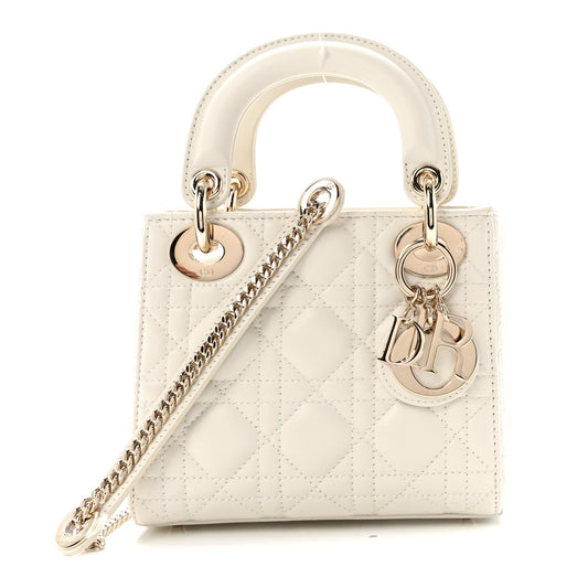 Lambskin Cannage Mini Lady Dior Latte