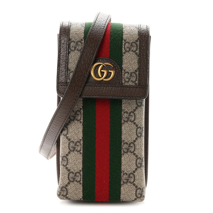 GG Supreme Monogram Web Ophidia Phone Crossbody Bag Beige New Acero